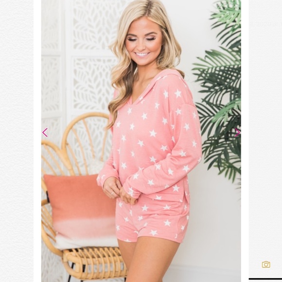 Endless Nights Coral Star Printed Lounge Sweats - Picture 5 of 7